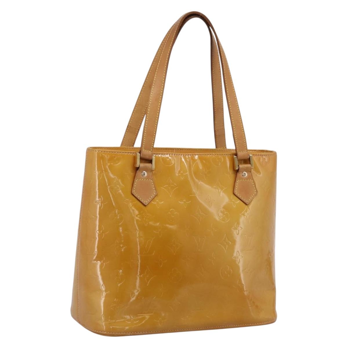 LOUIS VUITTON Monogram Vernis Houston Hand Bag Beige M91004 LV Auth ep15897