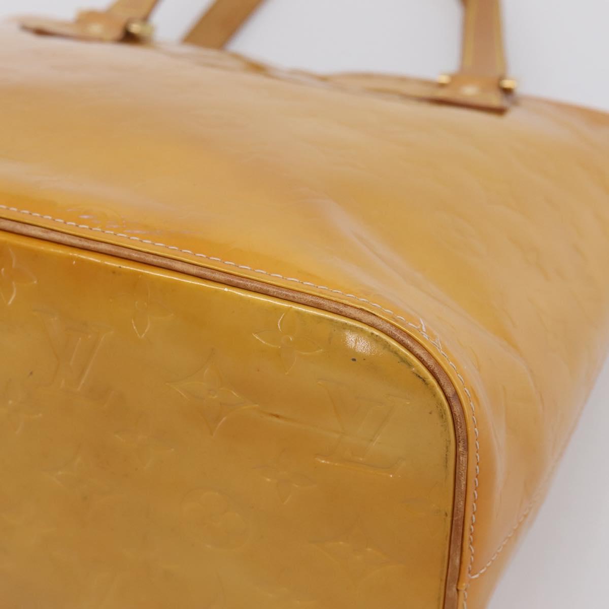 LOUIS VUITTON Monogram Vernis Houston Hand Bag Beige M91004 LV Auth ep15897