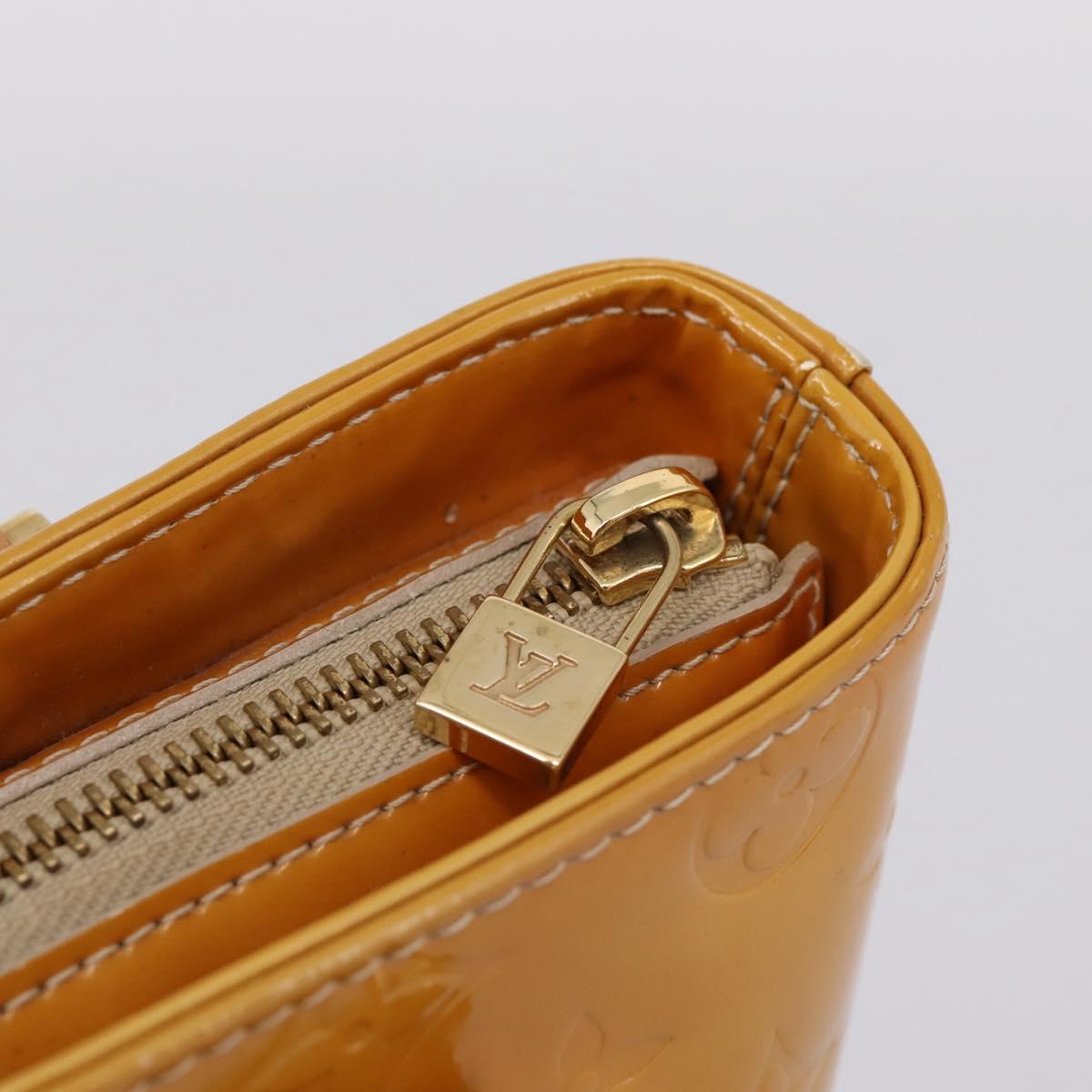 LOUIS VUITTON Monogram Vernis Houston Hand Bag Beige M91004 LV Auth ep15897
