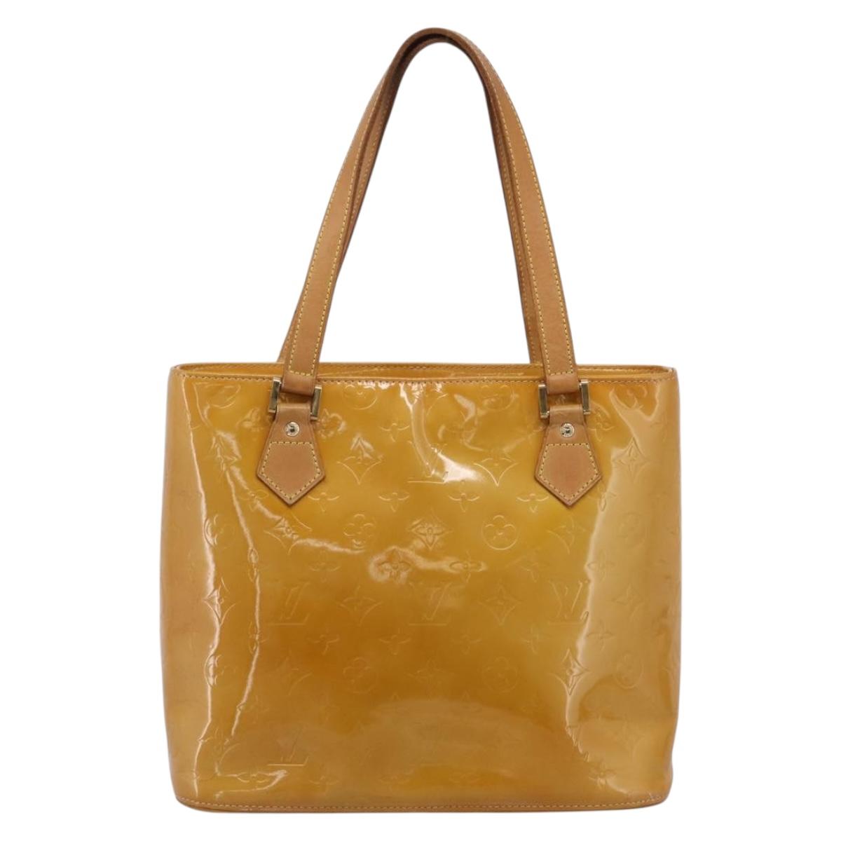 LOUIS VUITTON Monogram Vernis Houston Hand Bag Beige M91004 LV Auth ep15897