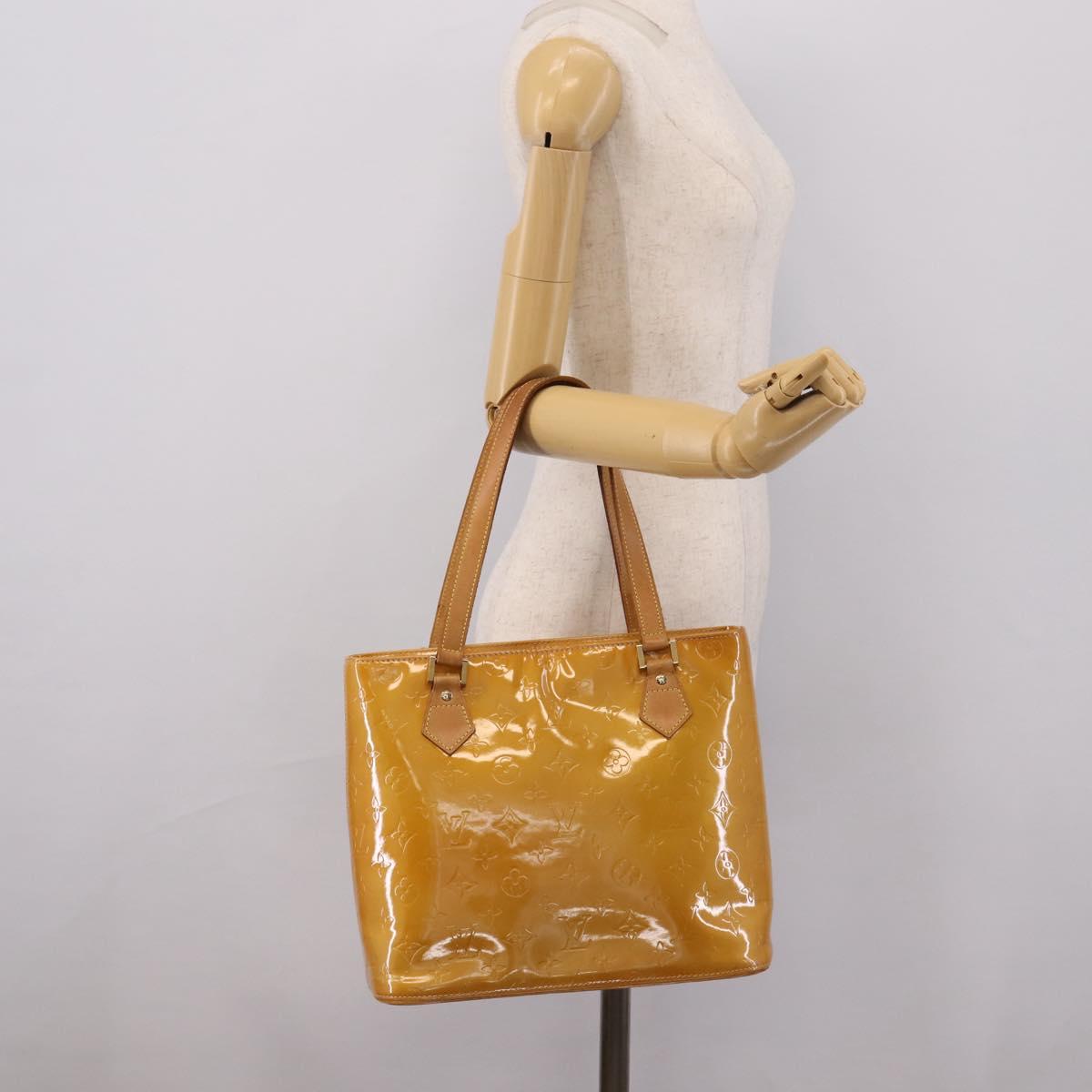 LOUIS VUITTON Monogram Vernis Houston Hand Bag Beige M91004 LV Auth ep15897