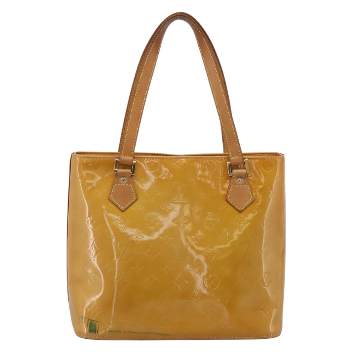 LOUIS VUITTON Monogram Vernis Houston Hand Bag Beige M91004 LV Auth ep15897