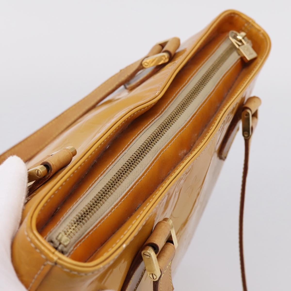 LOUIS VUITTON Monogram Vernis Houston Hand Bag Beige M91004 LV Auth ep15897