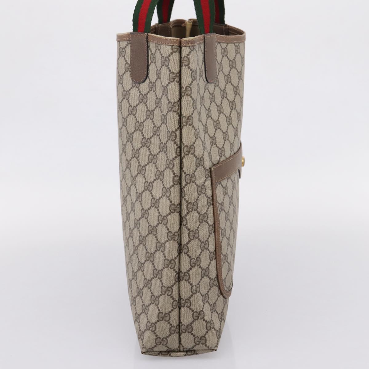 GUCCI GG Supreme Web Sherry Line Tote Bag Beige Gold 39 02003 Auth ep15903