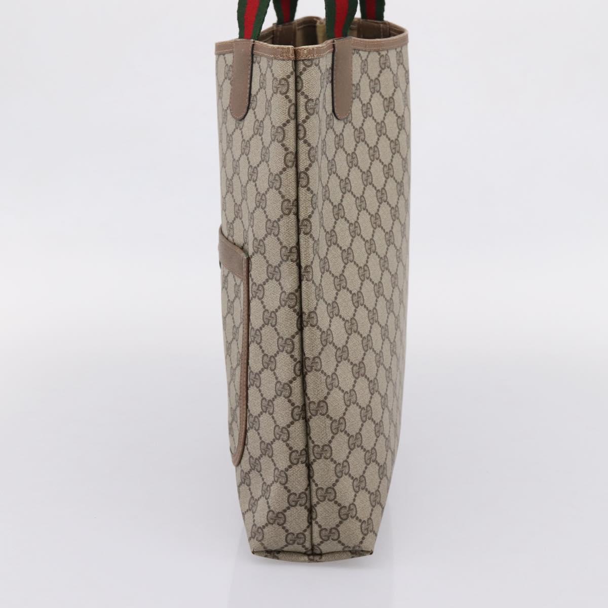 GUCCI GG Supreme Web Sherry Line Tote Bag Beige Gold 39 02003 Auth ep15903