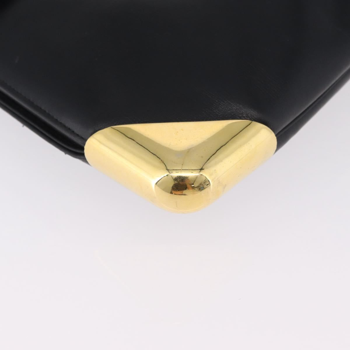 Christian Dior Shoulder Bag Leather Black Gold Auth ep15904