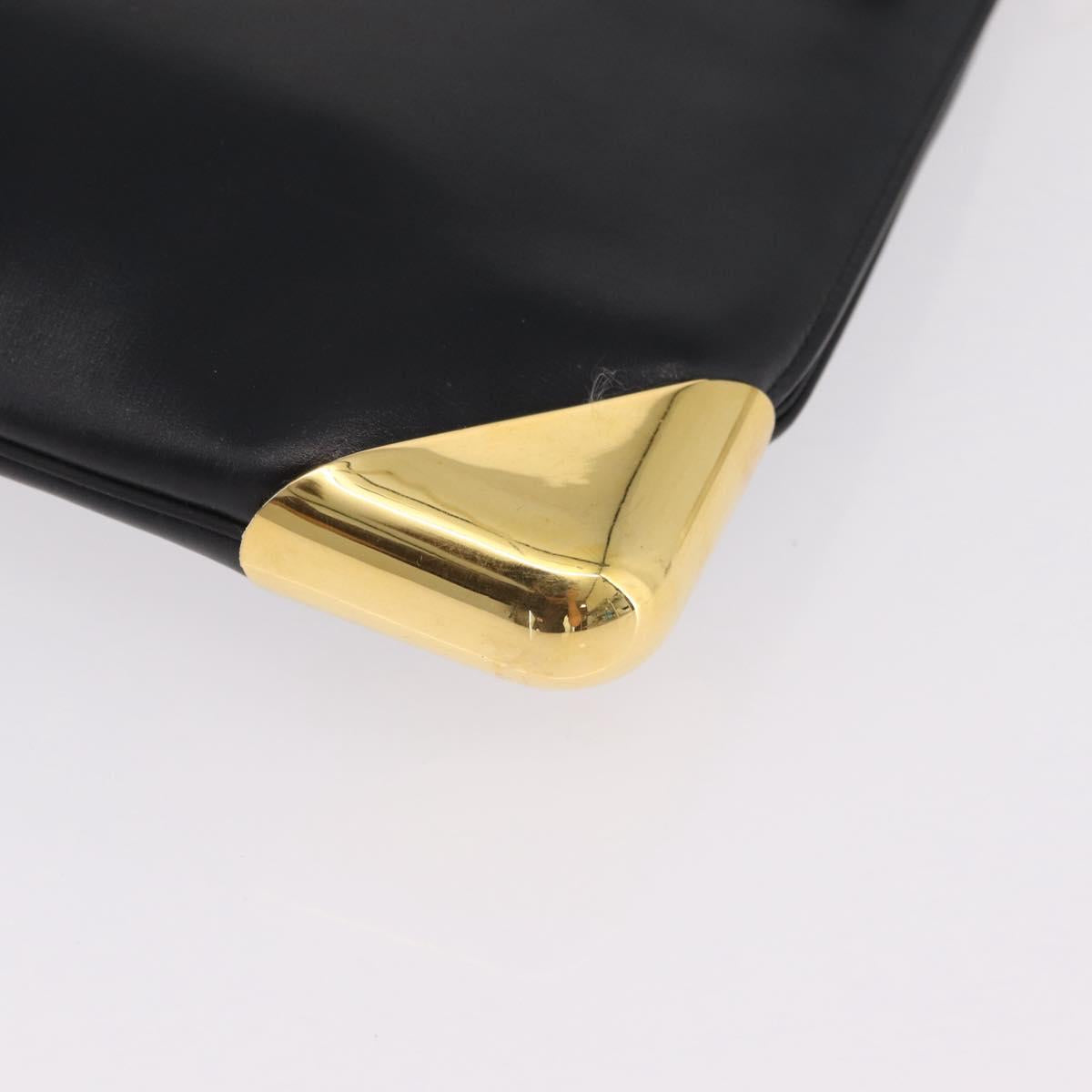 Christian Dior Shoulder Bag Leather Black Gold Auth ep15904