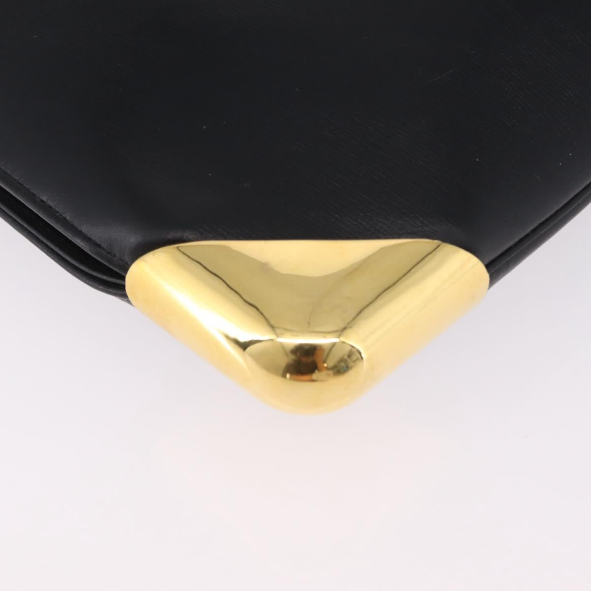 Christian Dior Shoulder Bag Leather Black Gold Auth ep15904