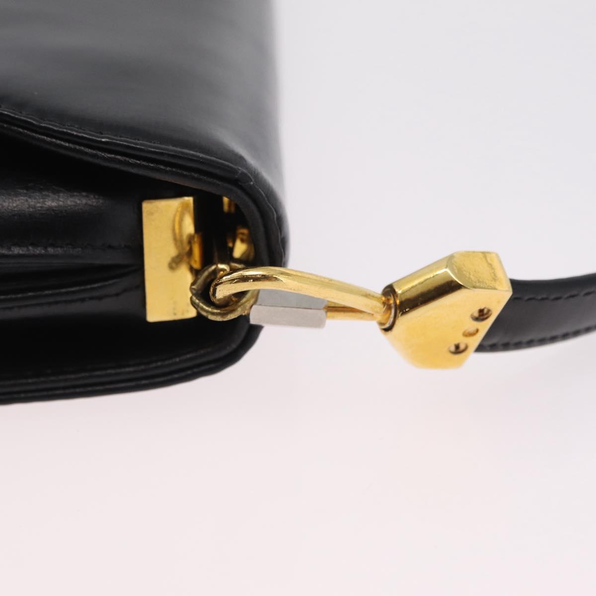 Christian Dior Shoulder Bag Leather Black Gold Auth ep15904