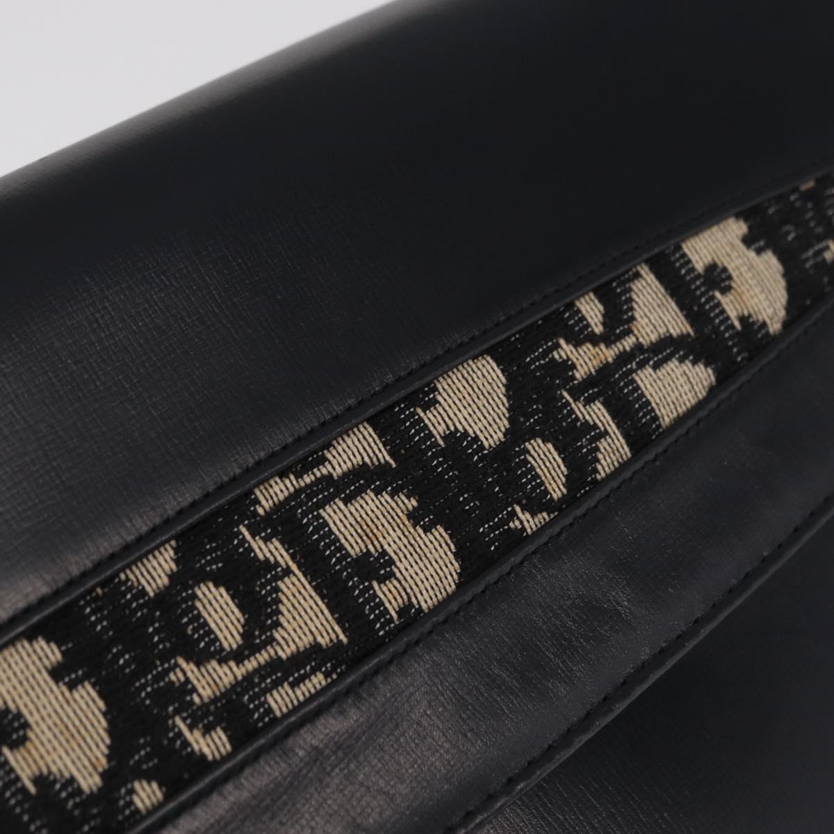 Christian Dior Shoulder Bag Leather Black Gold Auth ep15904