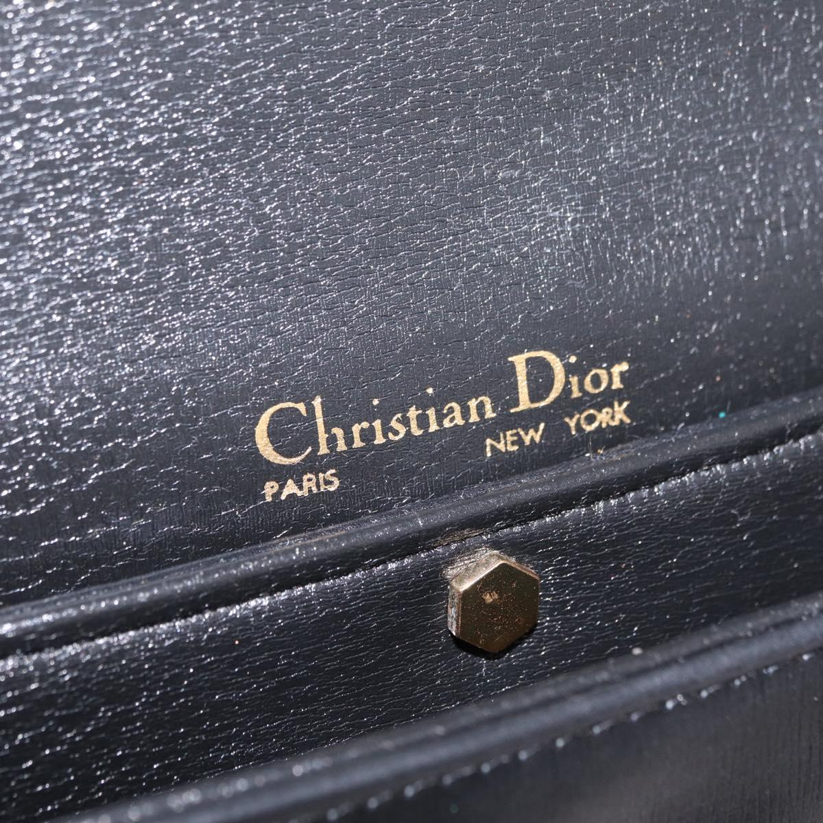 Christian Dior Shoulder Bag Leather Black Gold Auth ep15904