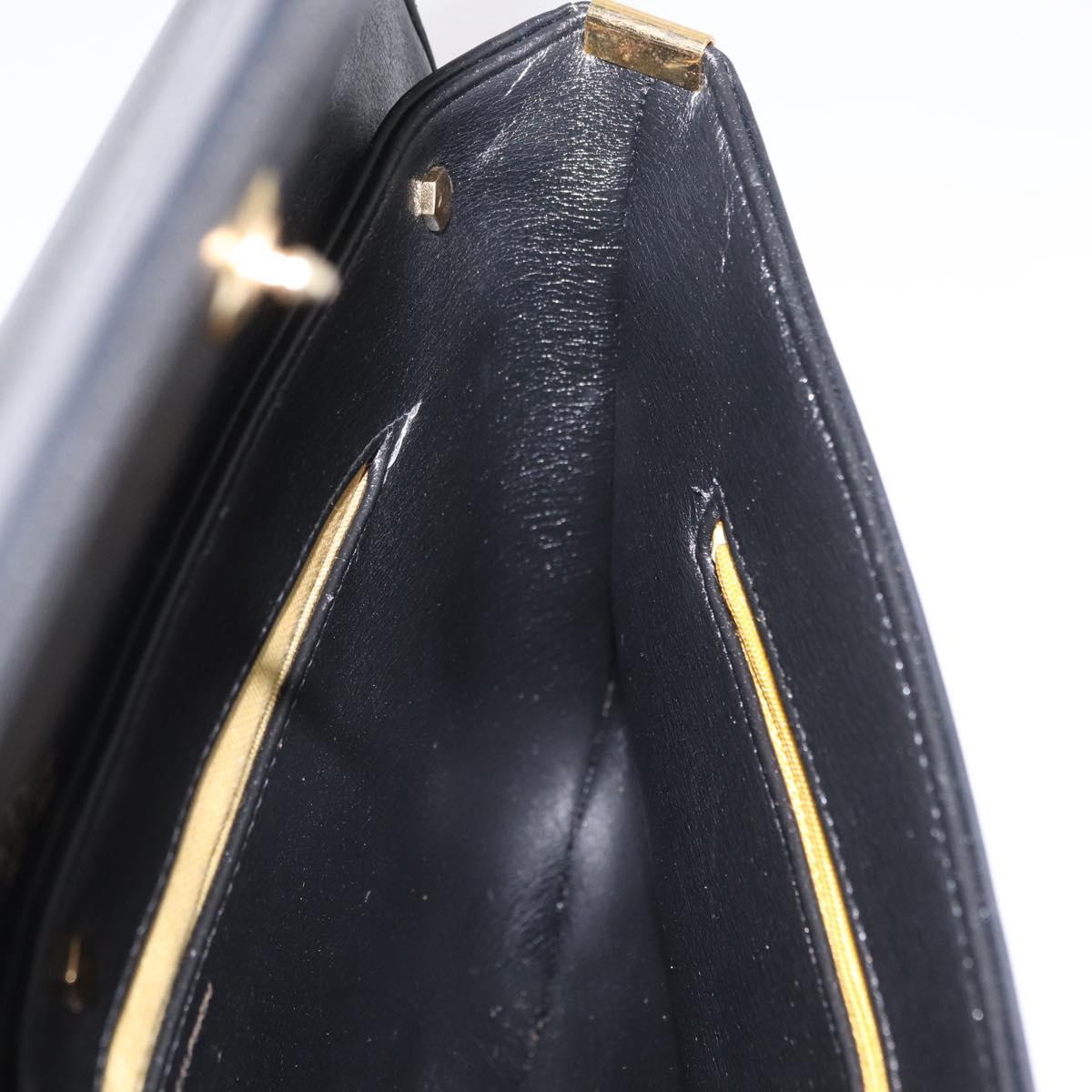 Christian Dior Shoulder Bag Leather Black Gold Auth ep15904