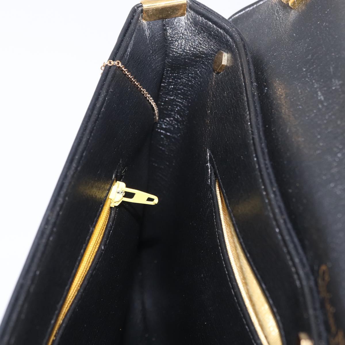 Christian Dior Shoulder Bag Leather Black Gold Auth ep15904