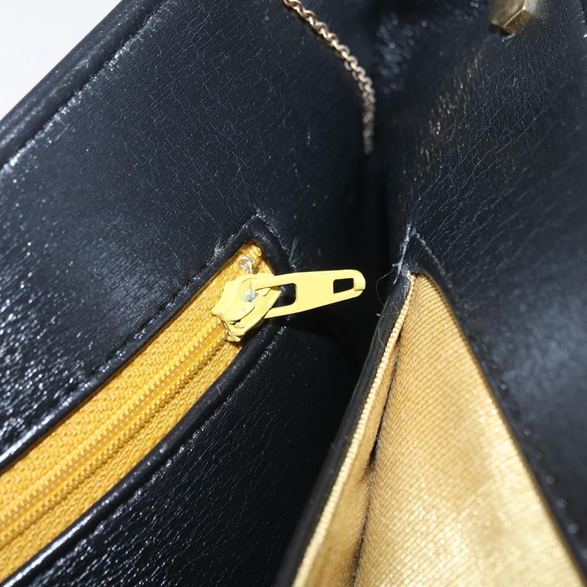 Christian Dior Shoulder Bag Leather Black Gold Auth ep15904