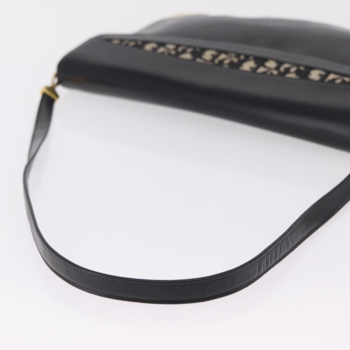 Christian Dior Shoulder Bag Leather Black Gold Auth ep15904