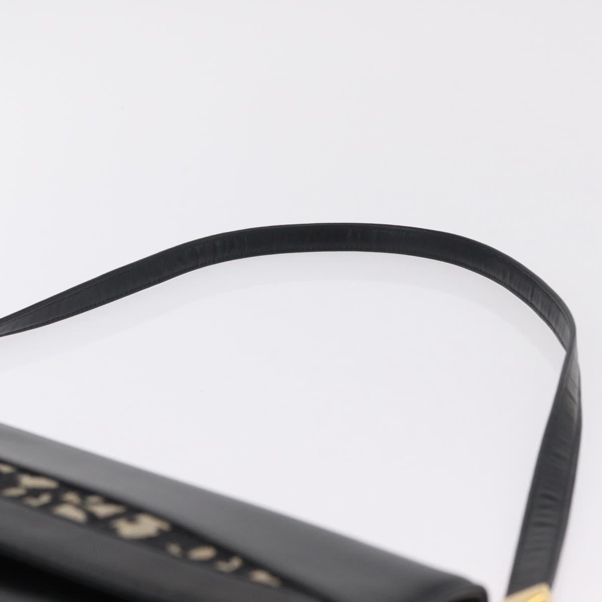 Christian Dior Shoulder Bag Leather Black Gold Auth ep15904