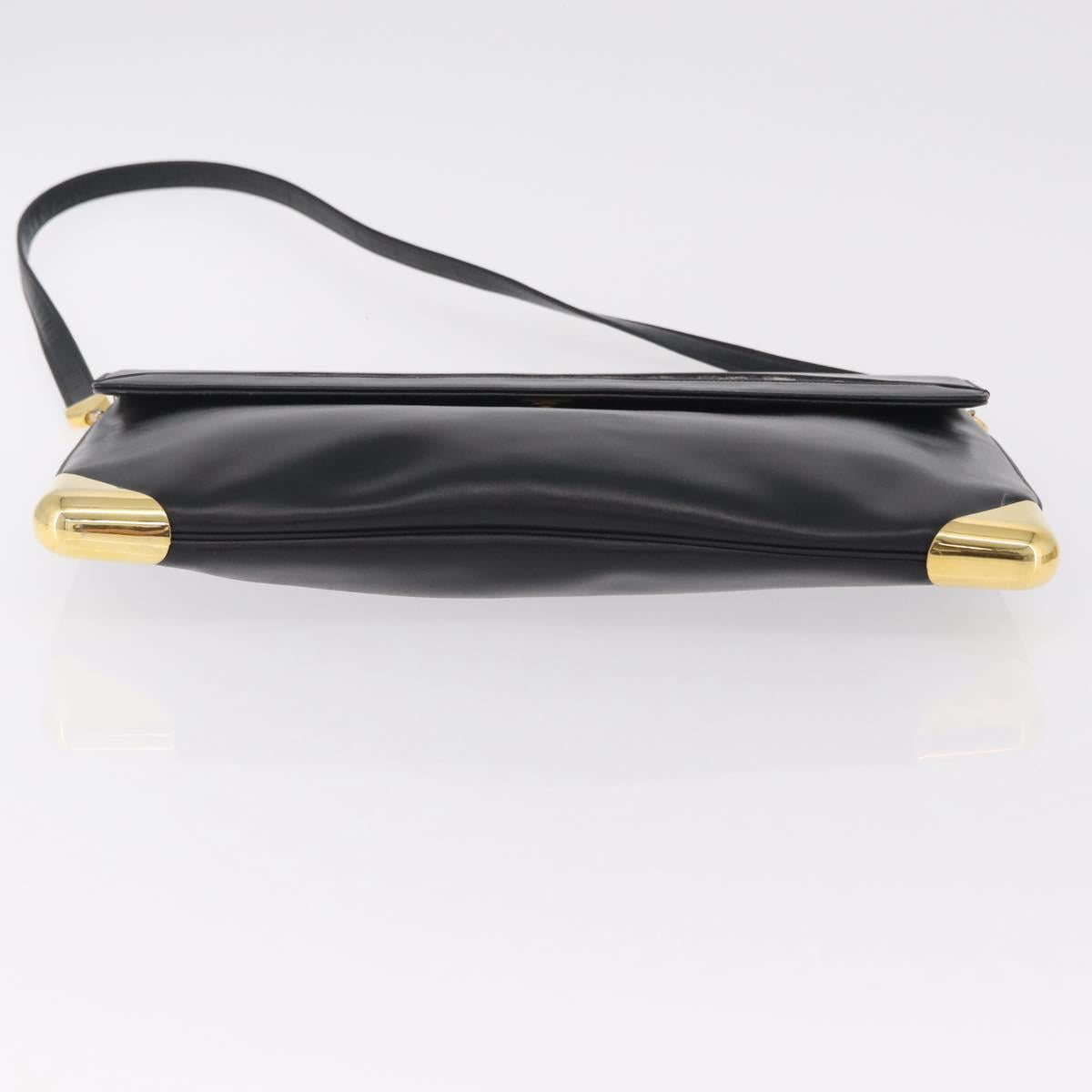Christian Dior Shoulder Bag Leather Black Gold Auth ep15904
