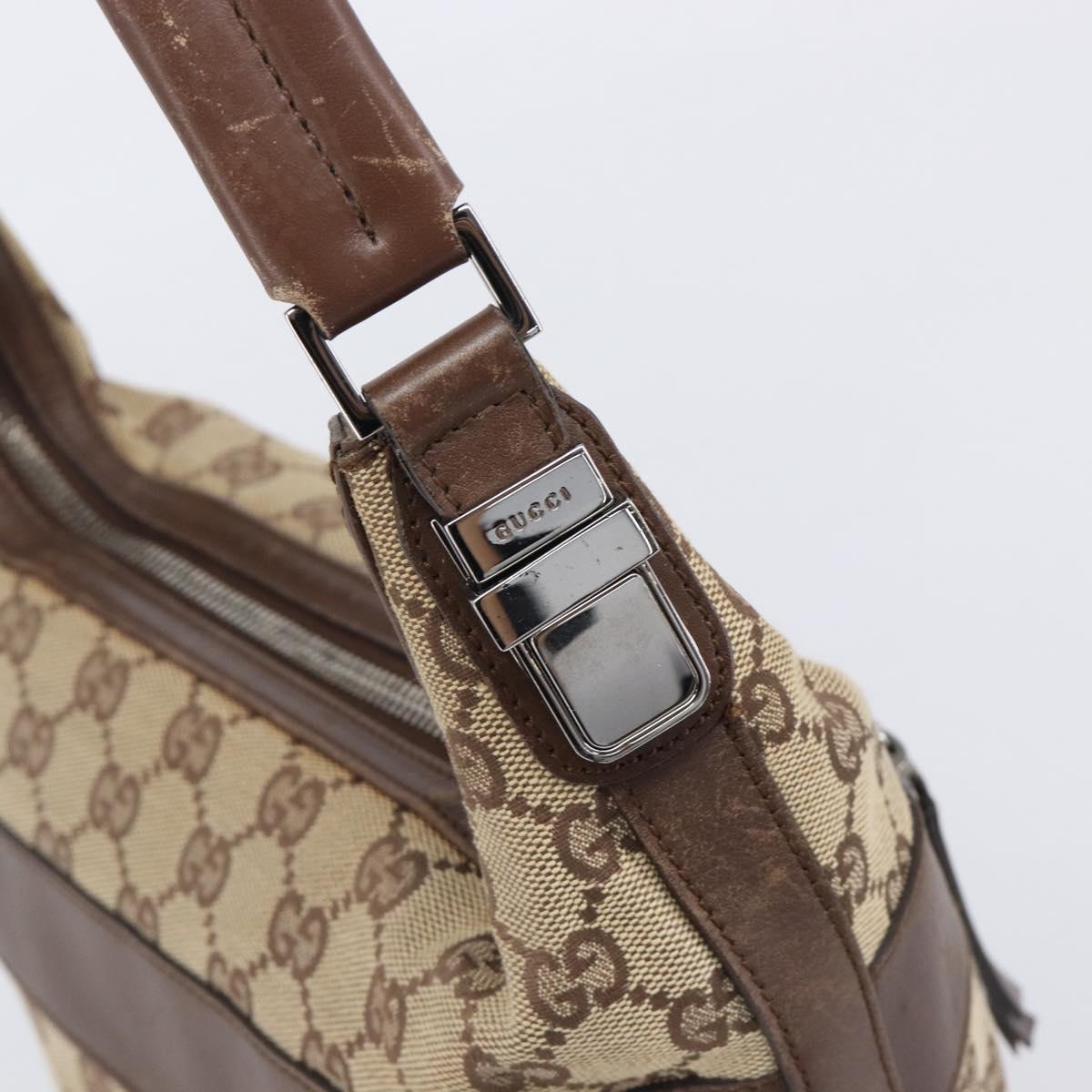 GUCCI GG Canvas Shoulder Bag Beige Silver 001 4299 Auth ep15906