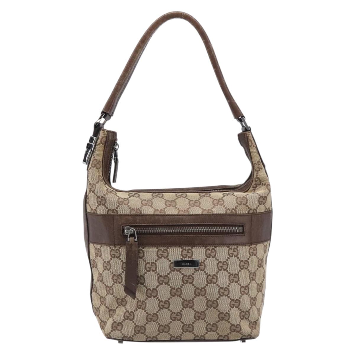 GUCCI GG Canvas Shoulder Bag Beige Silver 001 4299 Auth ep15906