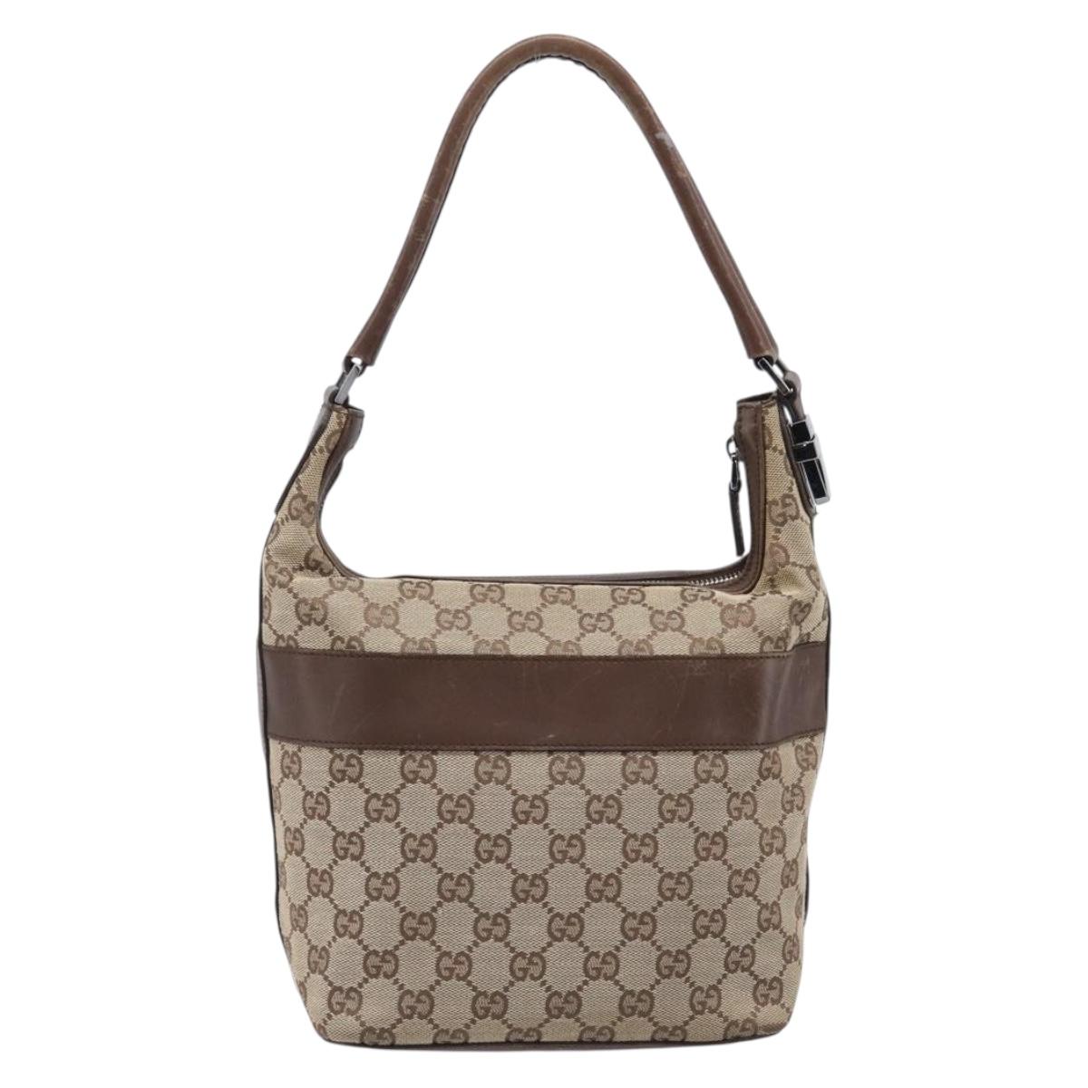 GUCCI GG Canvas Shoulder Bag Beige Silver 001 4299 Auth ep15906