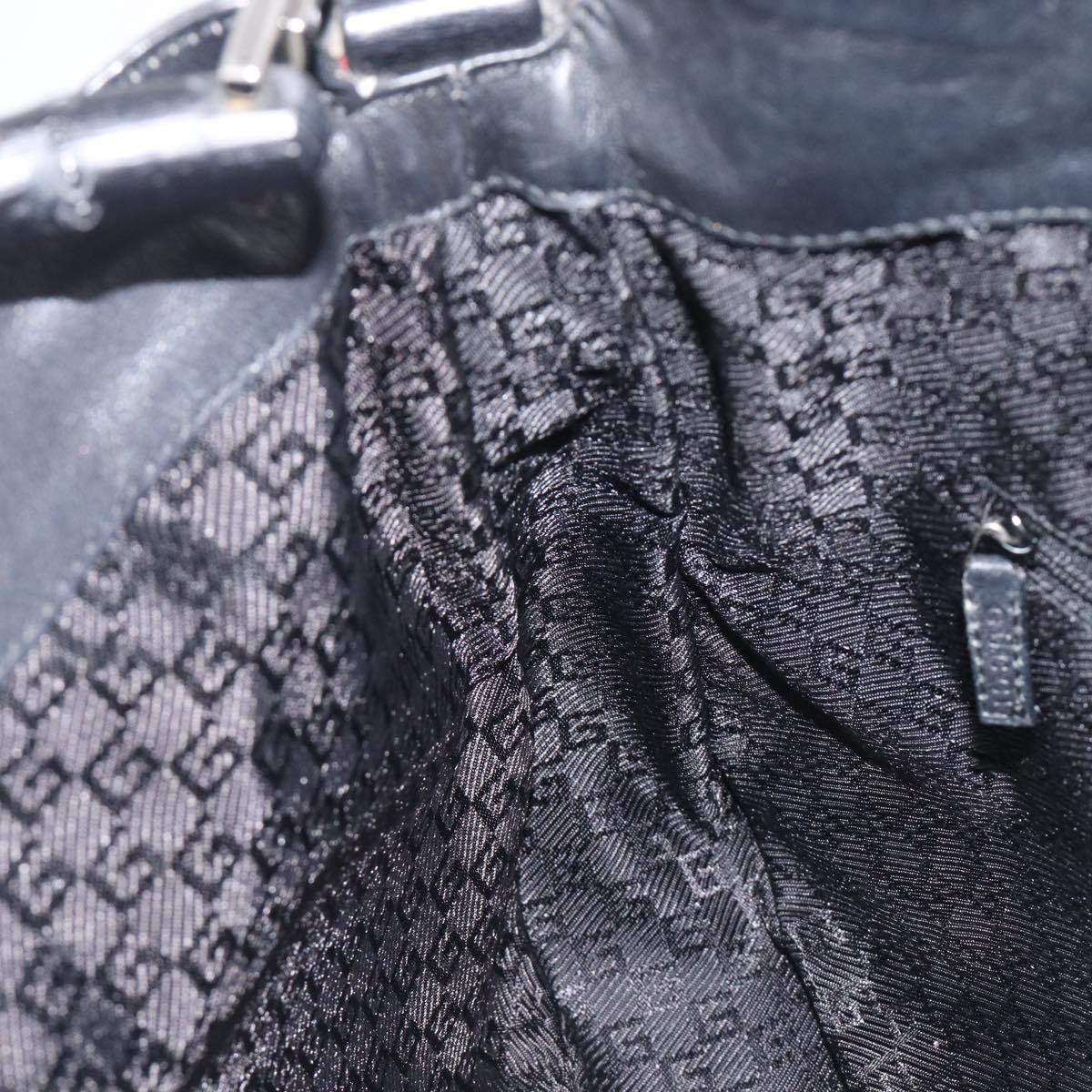 GUCCI Bamboo Hand Bag Leather Black Silver 001 4095 Auth ep15912
