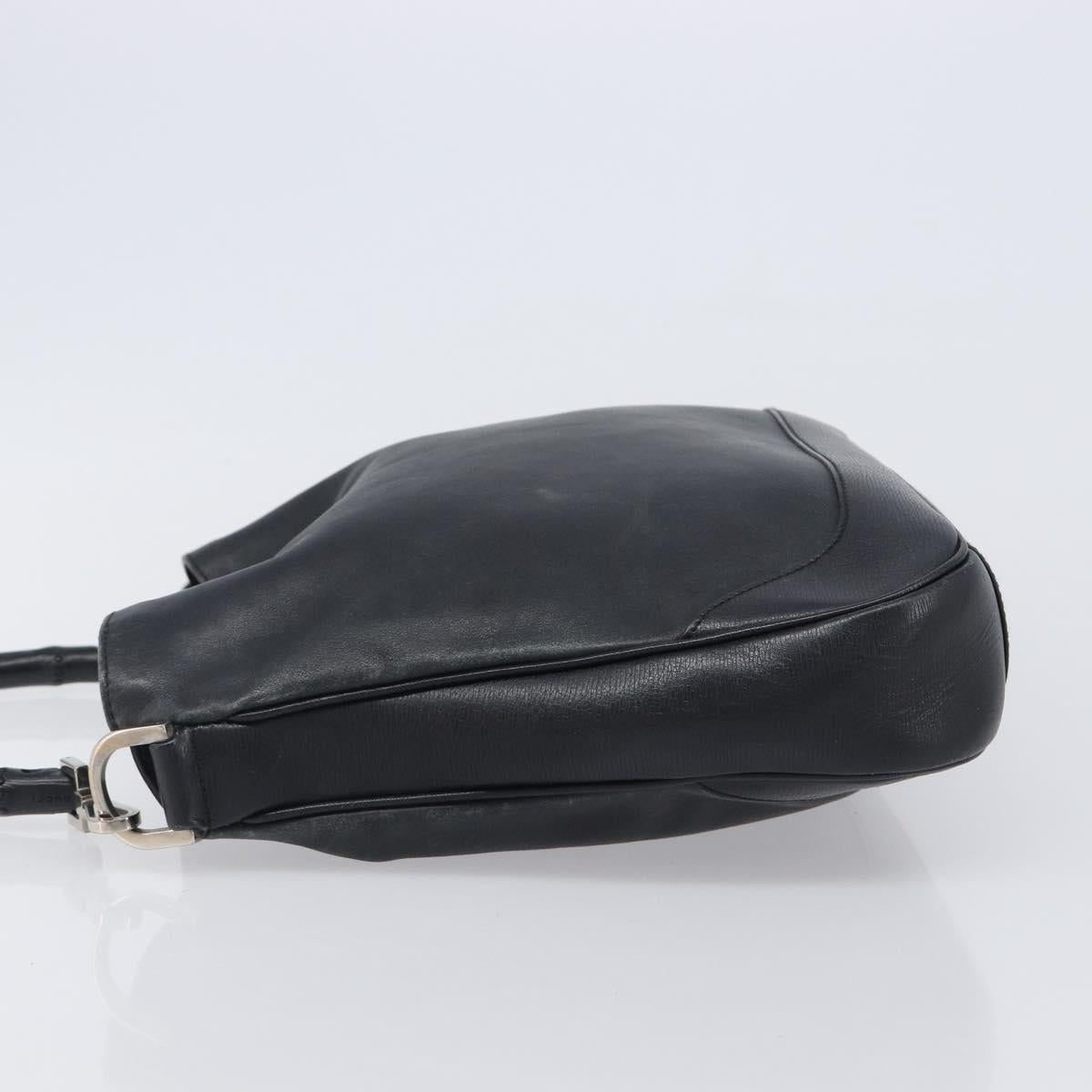 GUCCI Bamboo Hand Bag Leather Black Silver 001 4095 Auth ep15912