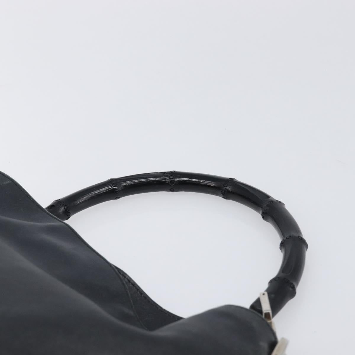 GUCCI Bamboo Hand Bag Leather Black Silver 001 4095 Auth ep15912