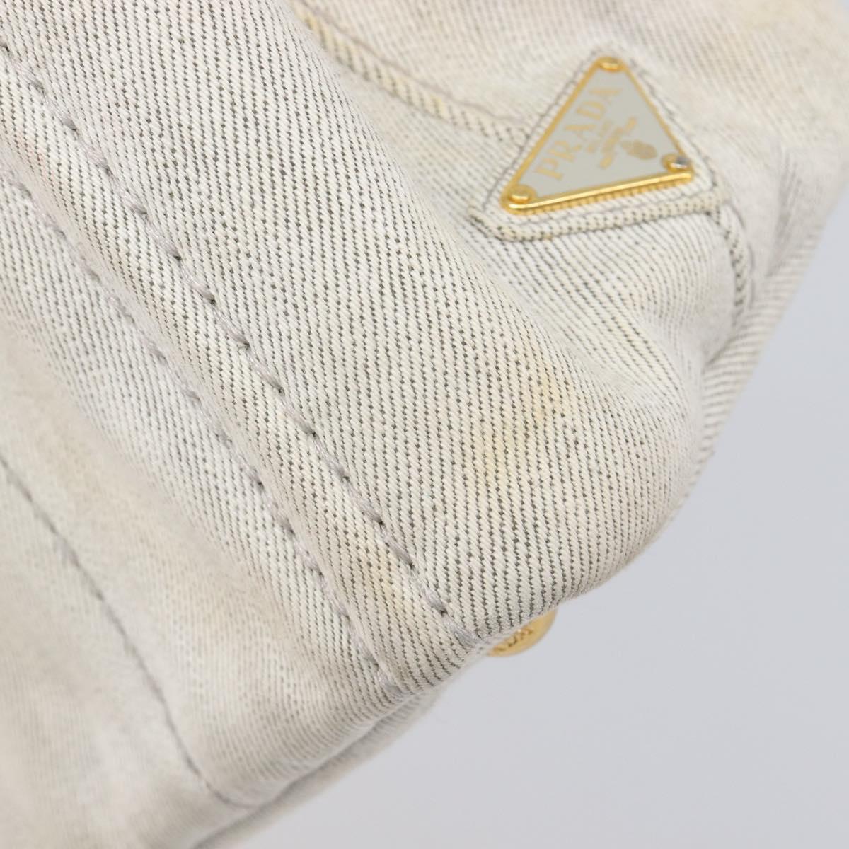 PRADA Canapa PM Hand Bag Canvas Gray Gold Auth ep15913