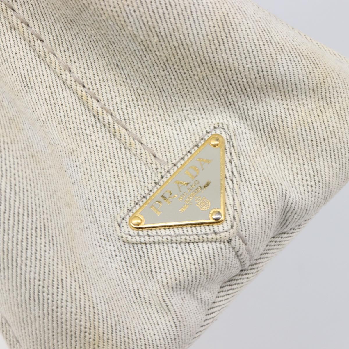 PRADA Canapa PM Hand Bag Canvas Gray Gold Auth ep15913