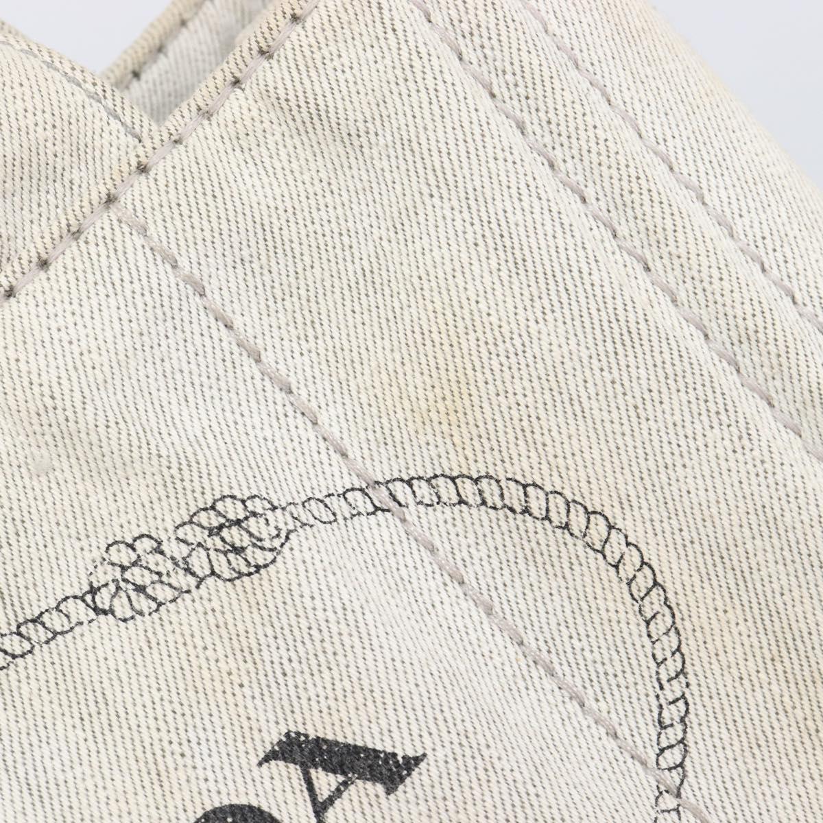 PRADA Canapa PM Hand Bag Canvas Gray Gold Auth ep15913