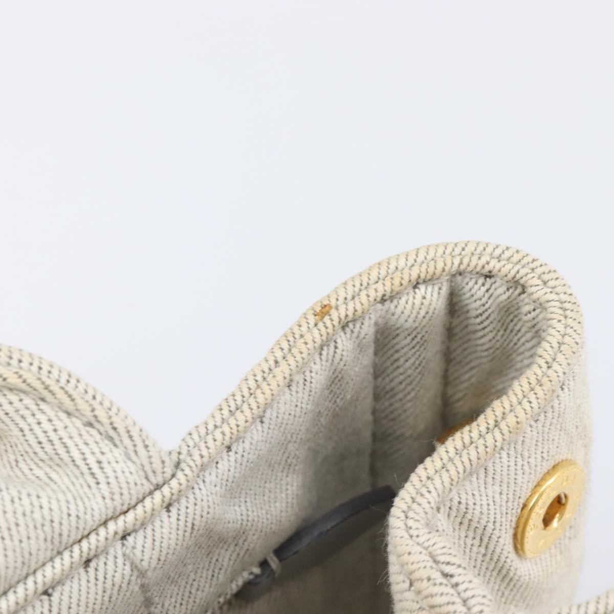 PRADA Canapa PM Hand Bag Canvas Gray Gold Auth ep15913