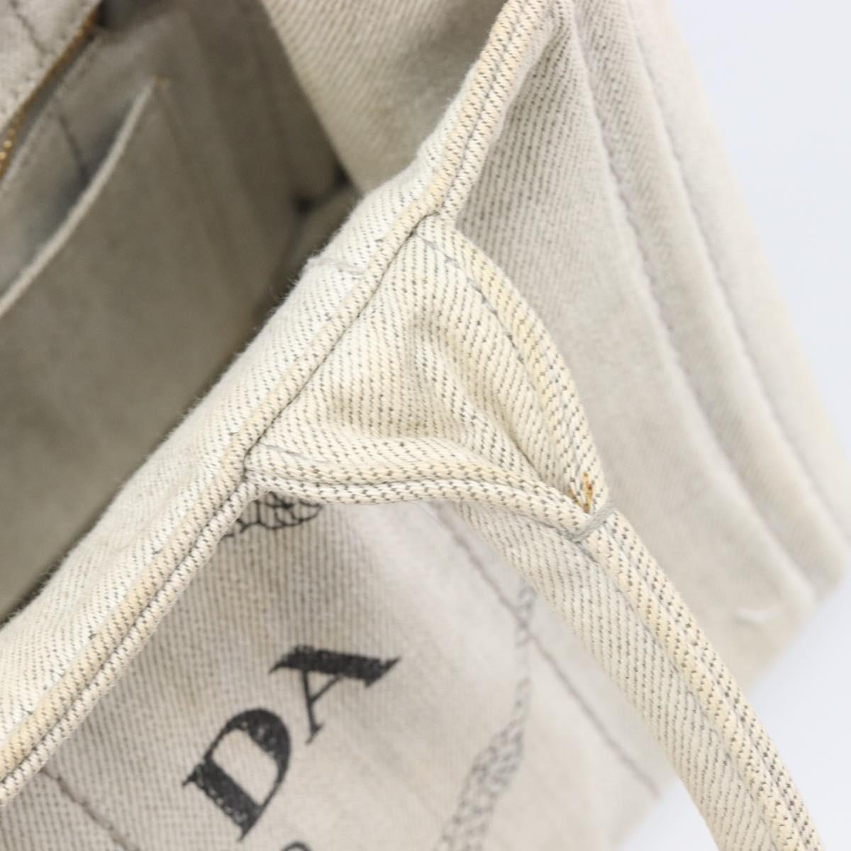 PRADA Canapa PM Hand Bag Canvas Gray Gold Auth ep15913