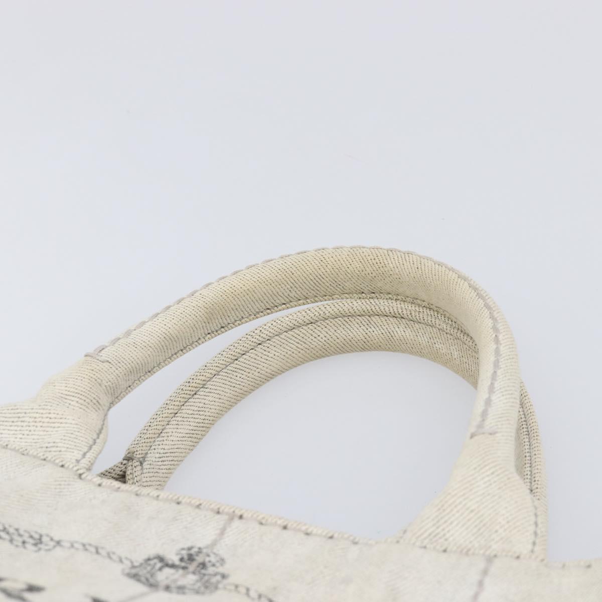 PRADA Canapa PM Hand Bag Canvas Gray Gold Auth ep15913