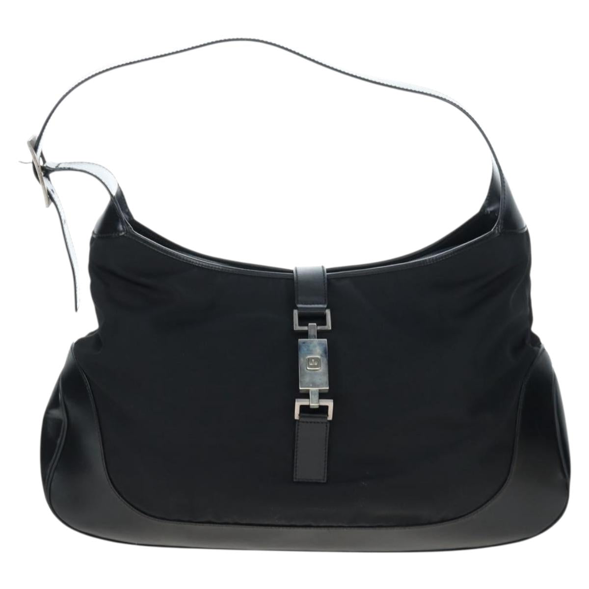 GUCCI Jackie Shoulder Bag Nylon Black Silver 019 0337 Auth ep15917A