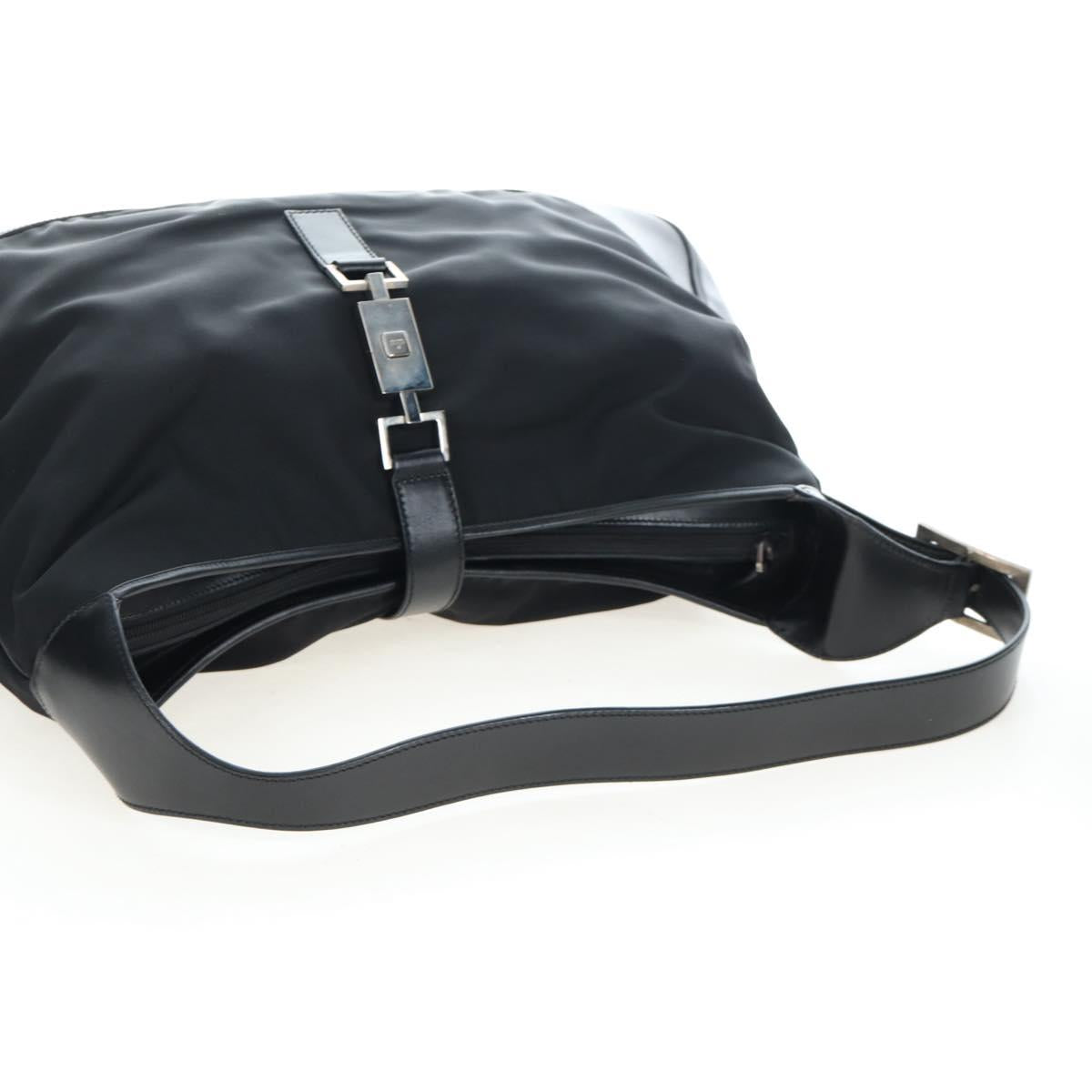 GUCCI Jackie Shoulder Bag Nylon Black Silver 019 0337 Auth ep15917A