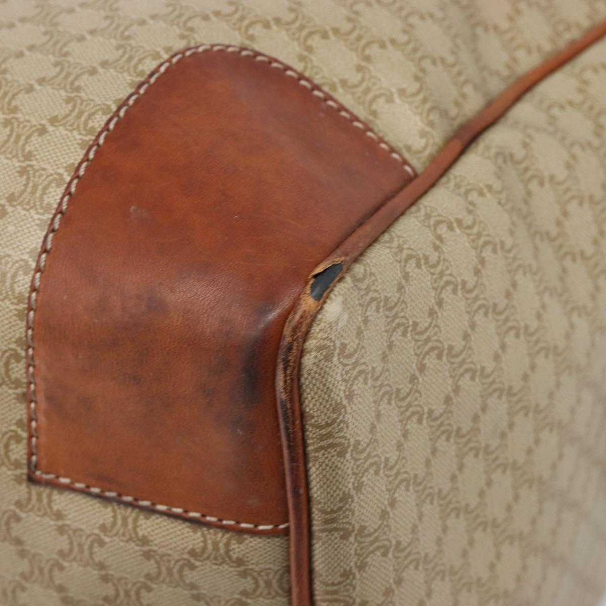 CELINE Macadam Canvas Boston Bag PVC Beige Gold Auth ep15919