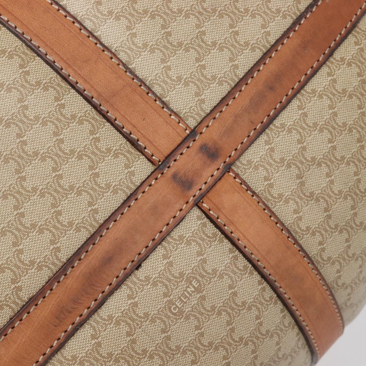 CELINE Macadam Canvas Boston Bag PVC Beige Gold Auth ep15919
