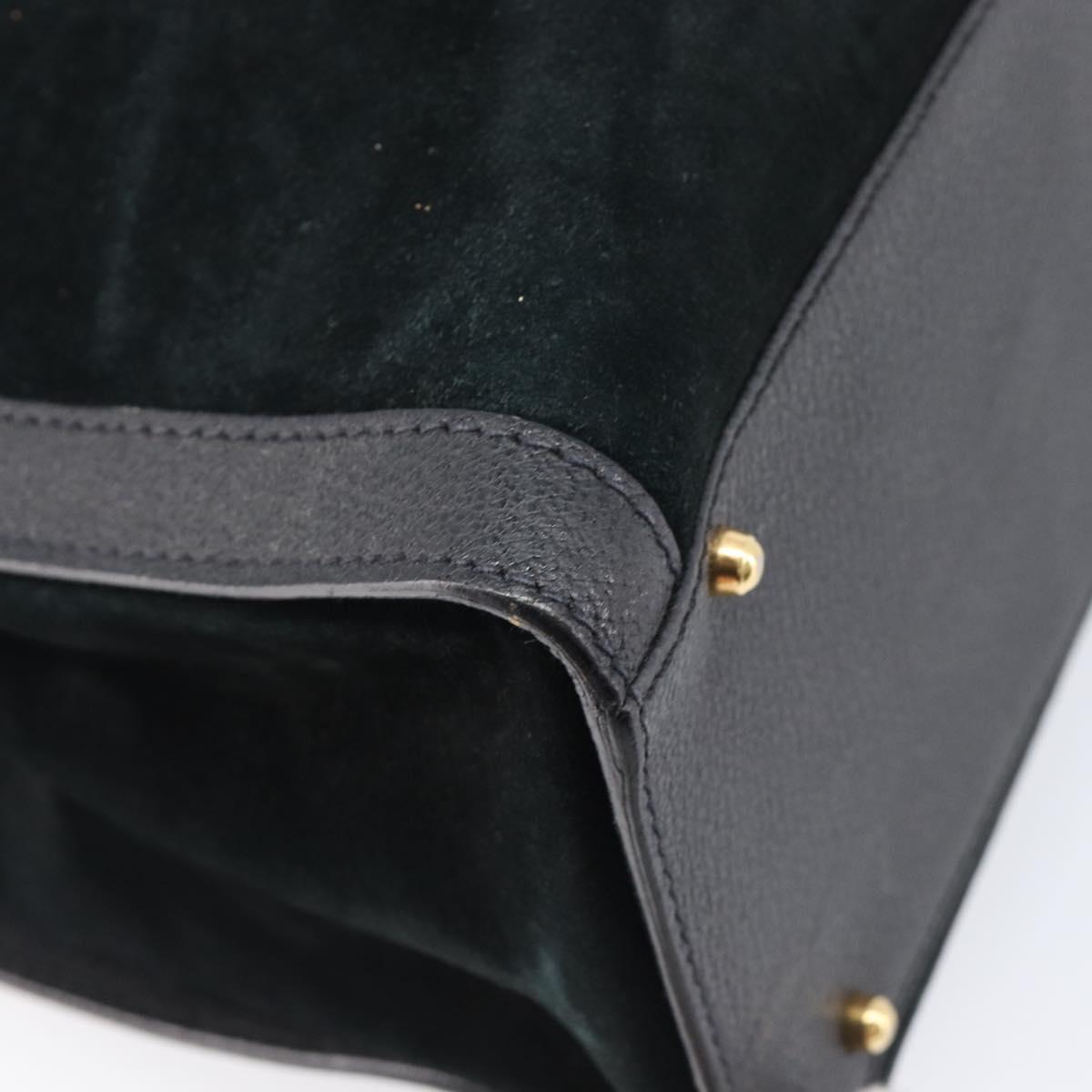 GUCCI Bamboo Hand Bag Suede Black Gold Tone 002 2853 0260 0 Auth ep15934
