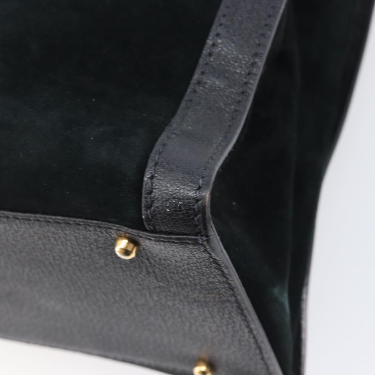 GUCCI Bamboo Hand Bag Suede Black Gold Tone 002 2853 0260 0 Auth ep15934