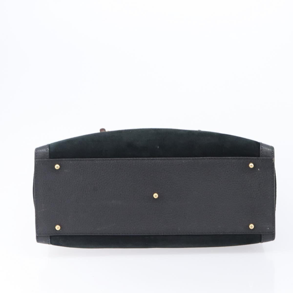 GUCCI Bamboo Hand Bag Suede Black Gold Tone 002 2853 0260 0 Auth ep15934