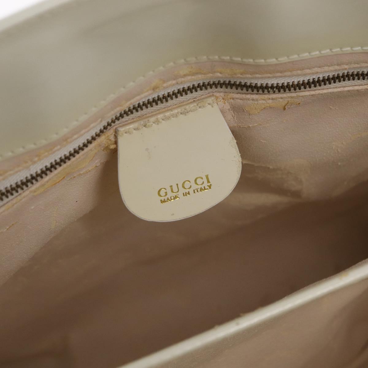GUCCI Hand Bag Patent leather White Gold 000 2404 0503 Auth ep15939