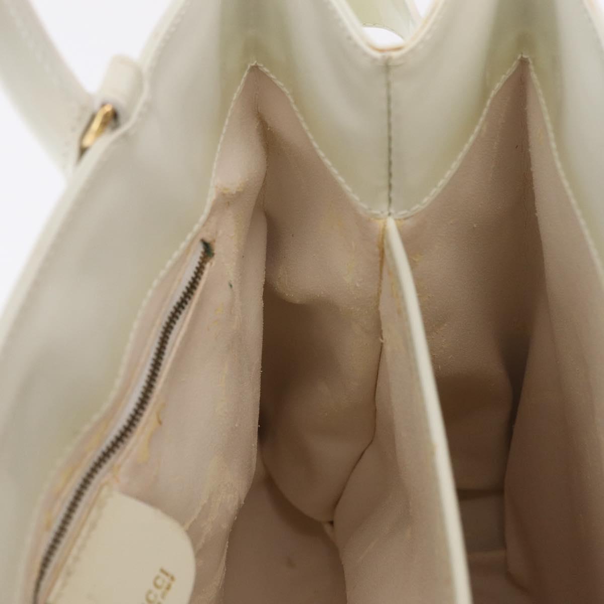 GUCCI Hand Bag Patent leather White Gold 000 2404 0503 Auth ep15939