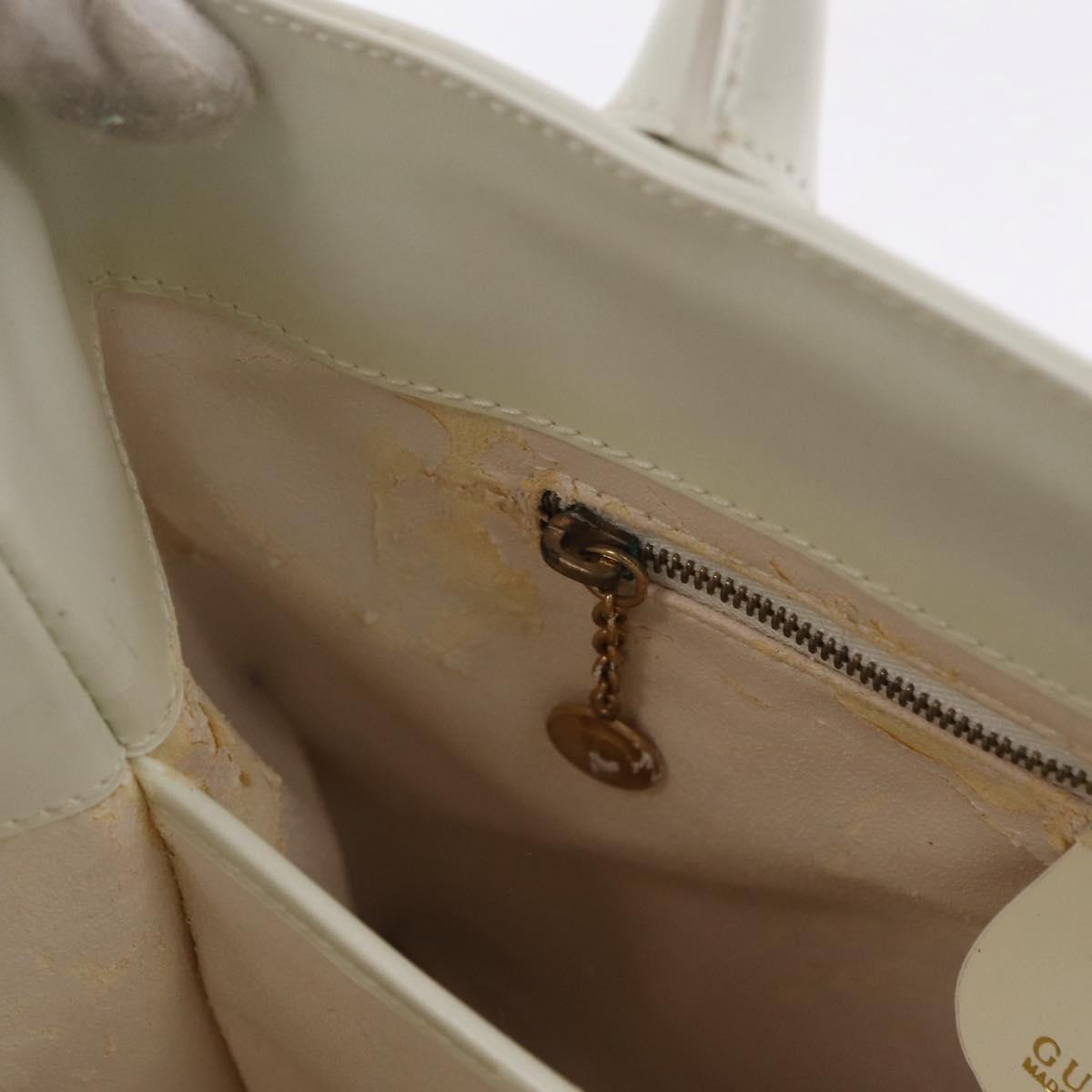 GUCCI Hand Bag Patent leather White Gold 000 2404 0503 Auth ep15939