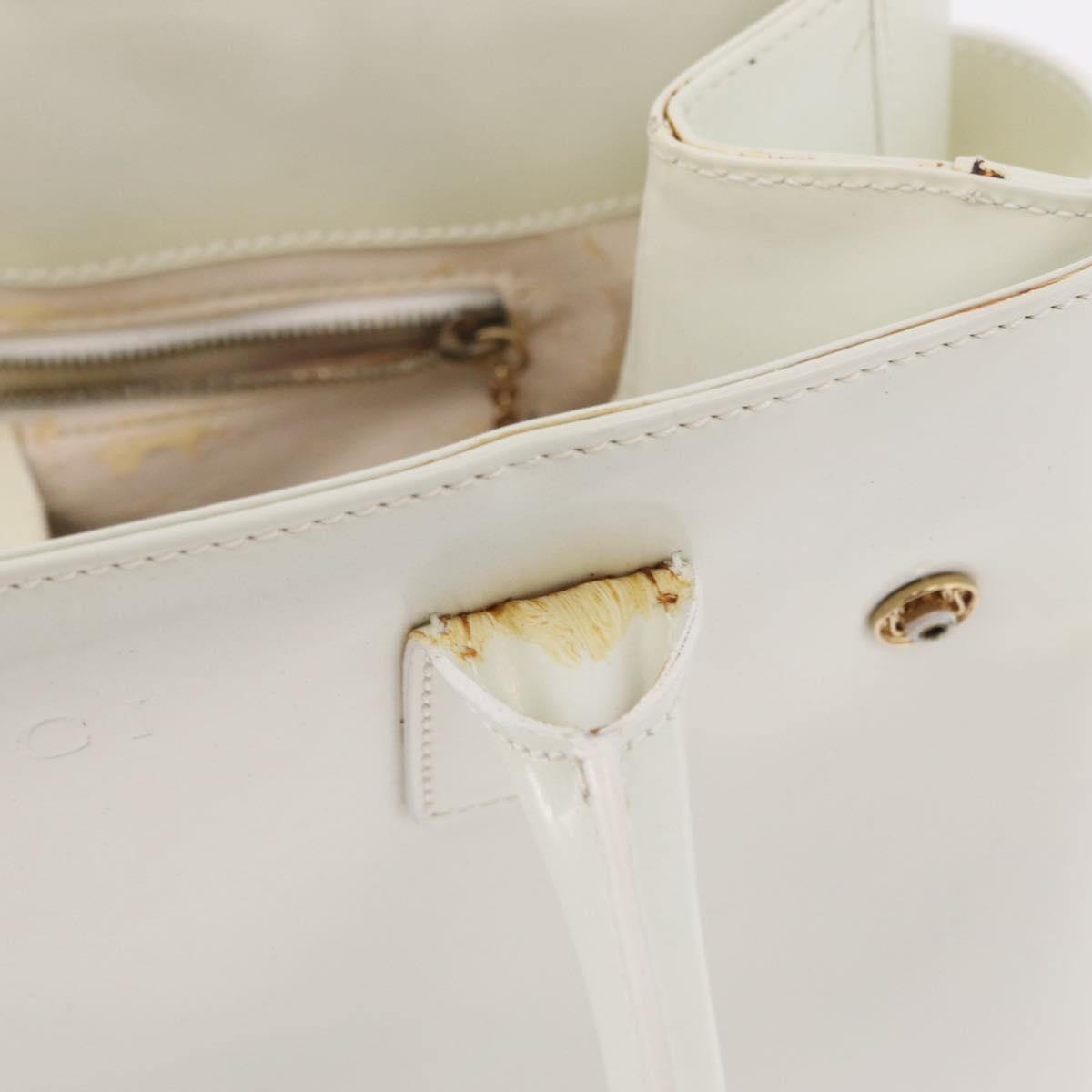 GUCCI Hand Bag Patent leather White Gold 000 2404 0503 Auth ep15939