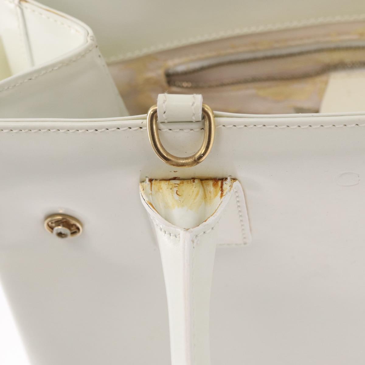 GUCCI Hand Bag Patent leather White Gold 000 2404 0503 Auth ep15939