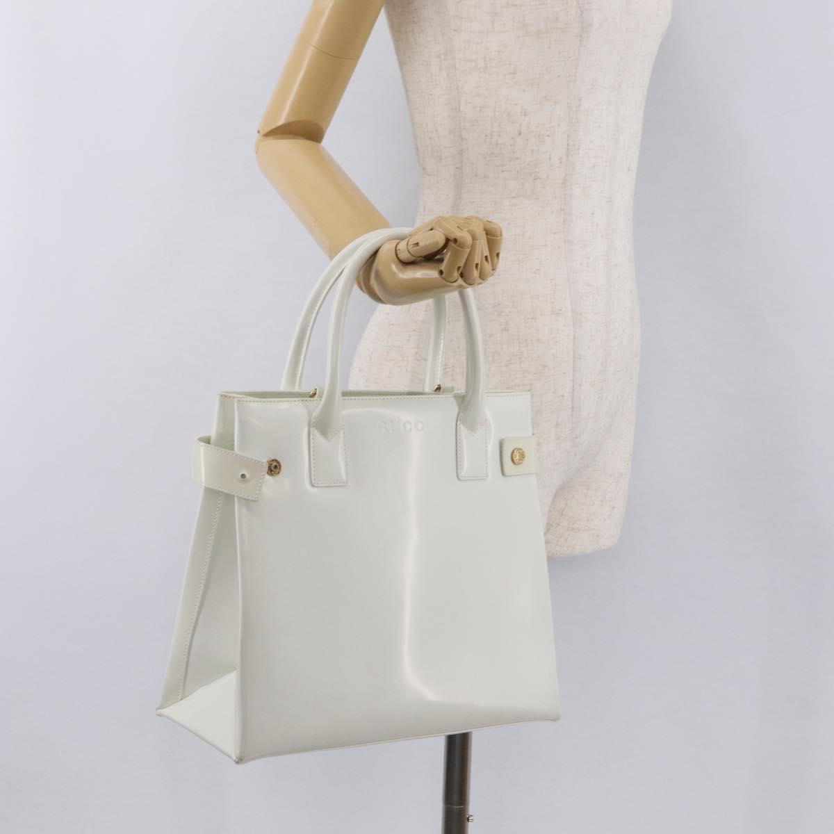 GUCCI Hand Bag Patent leather White Gold 000 2404 0503 Auth ep15939