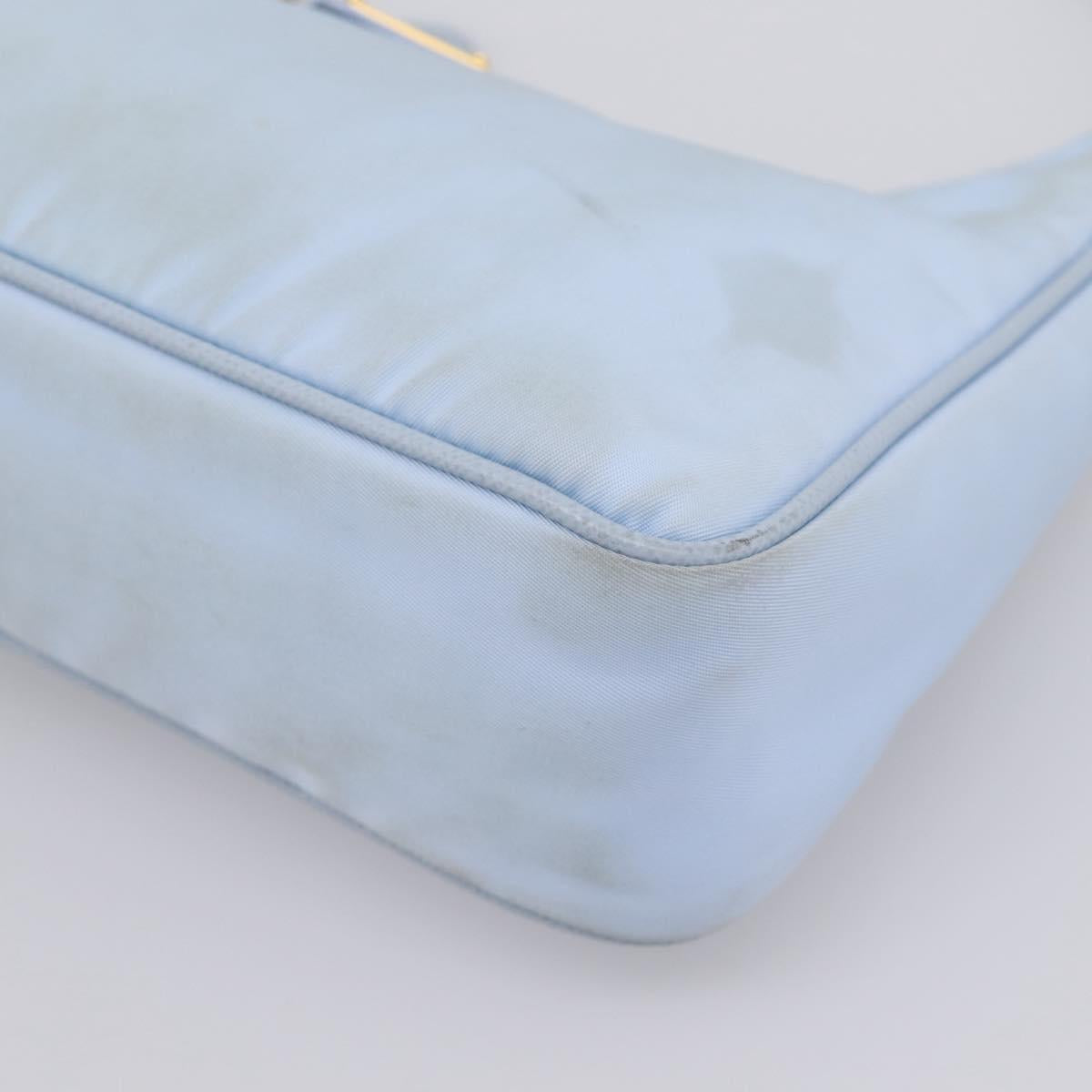 PRADA Hand Bag Nylon Light Blue Gold Auth ep15940A
