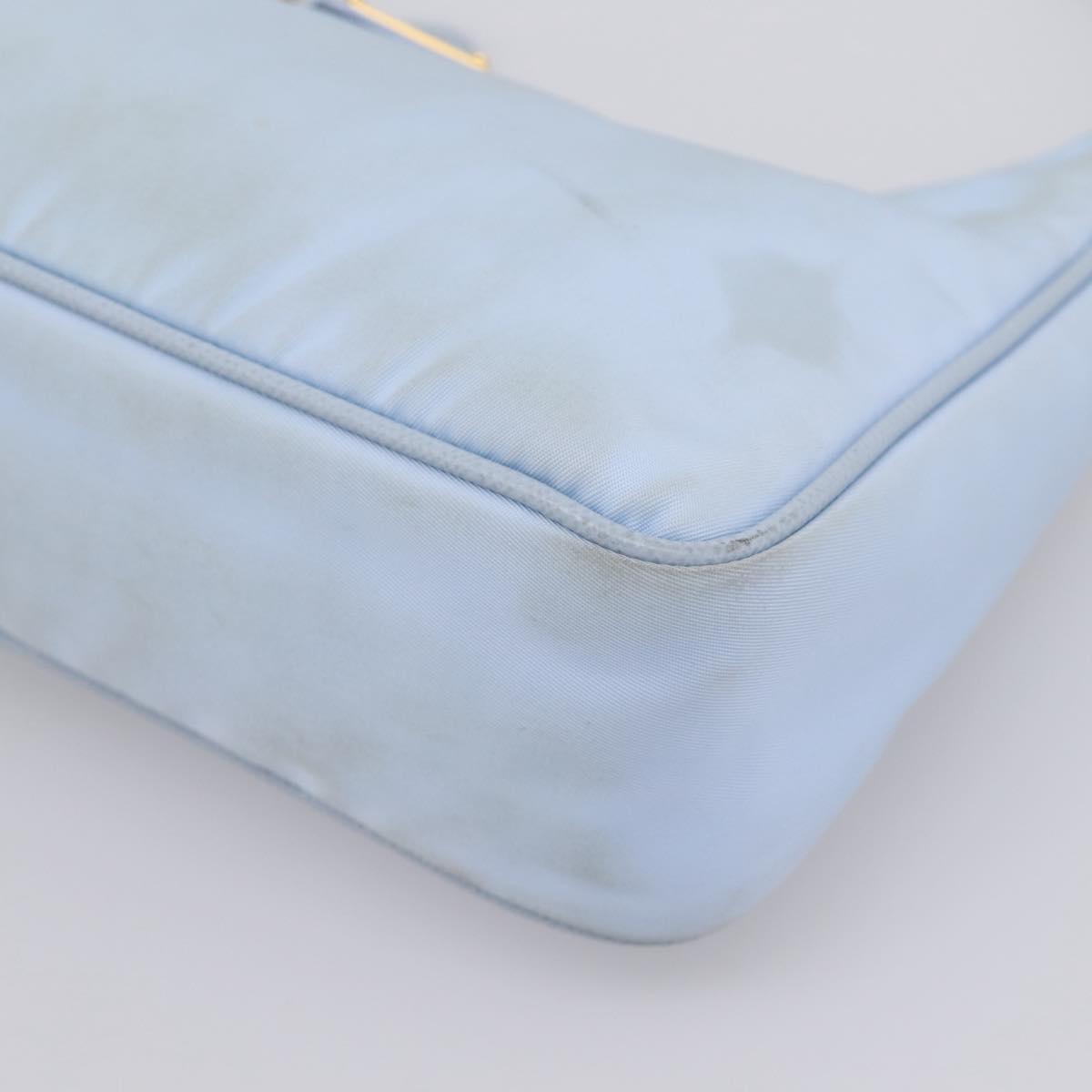 PRADA Hand Bag Nylon Light Blue Gold Auth ep15940A