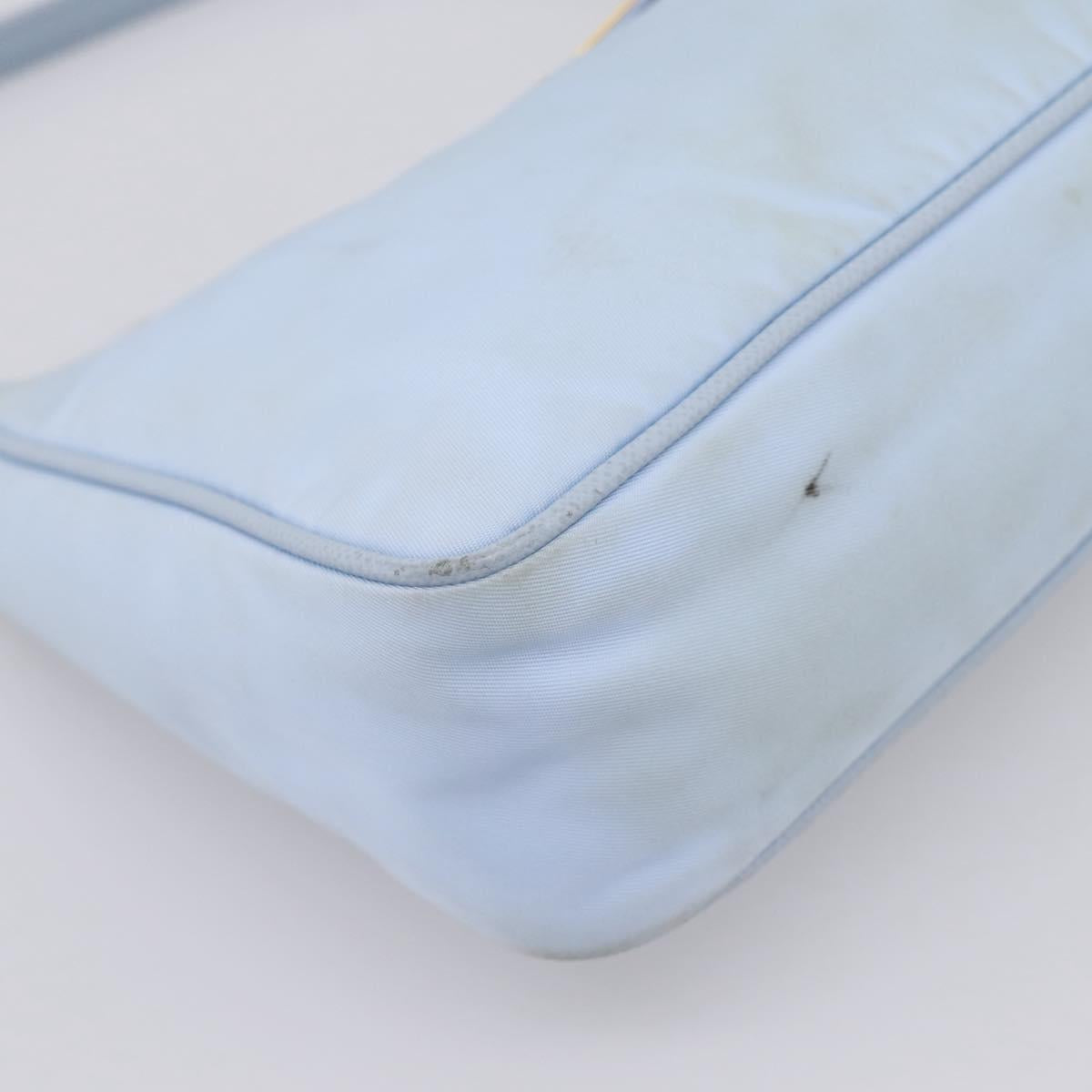 PRADA Hand Bag Nylon Light Blue Gold Auth ep15940A