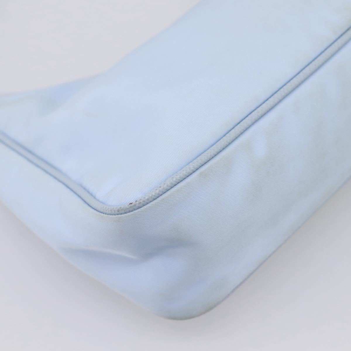 PRADA Hand Bag Nylon Light Blue Gold Auth ep15940A